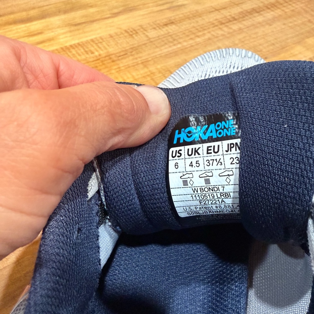 Hoka Gray and Navy Running Shoes with Orange Detail - Picture 7 of 7